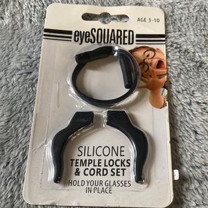 NWT🌟EYE SQUARED💫 Kids Black Silicone Temple Locks & Cord Set
